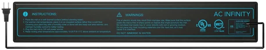 AC Infinity SUNCORE A1, Waterproof Heat Mat 3" x 20" MET & UL-Certified Heating Pad for Indoor use