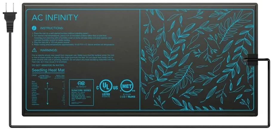 AC Infinity SUNCORE A1, Waterproof Heat Mat 3" x 20" MET & UL-Certified Heating Pad for Indoor use