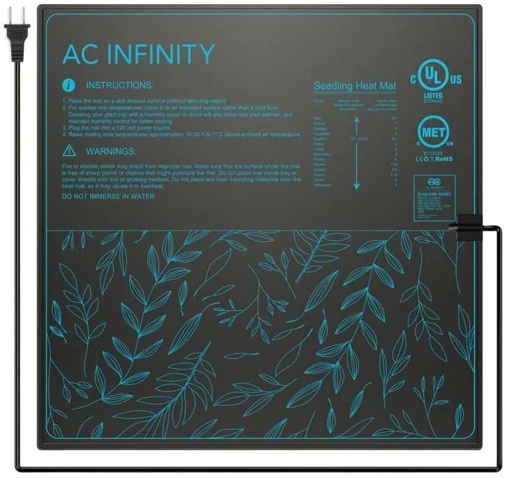 AC Infinity SUNCORE A1, Waterproof Heat Mat 3" x 20" MET & UL-Certified Heating Pad for Indoor use