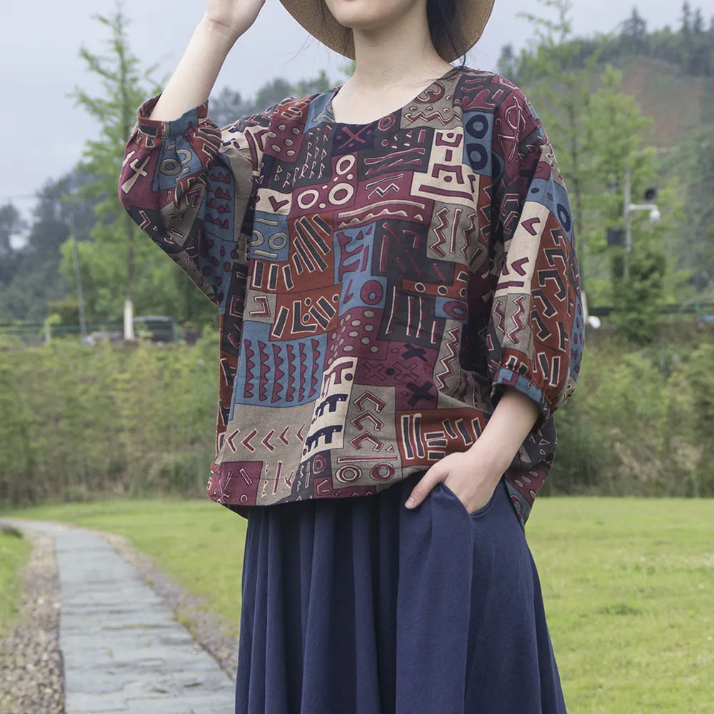 Babakud Round Neck Loose Cotton Linen T-Shirts