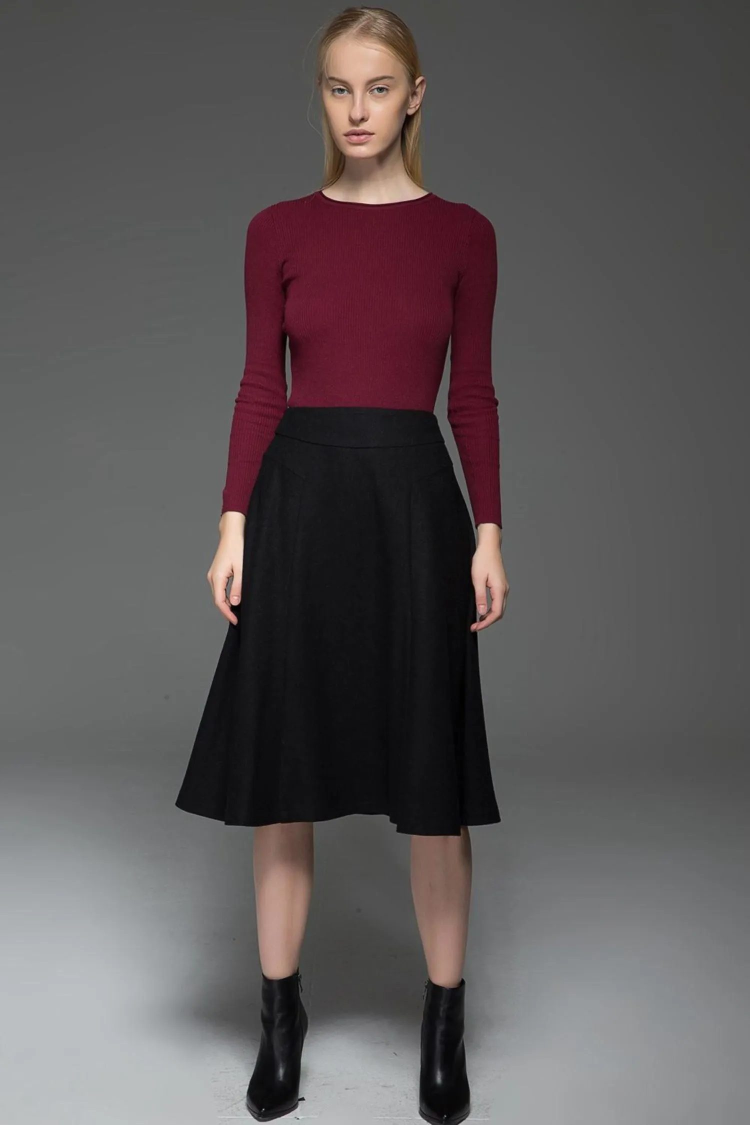 Black Skater womens winter wool skirt C768