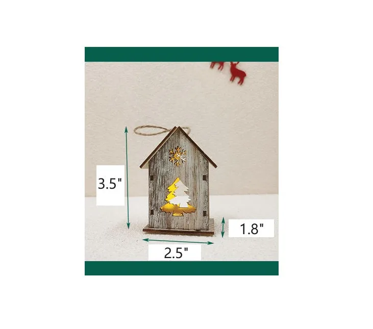Bulk Christmas Glow Cabin House Hollowed-out Snow Elk Xmas Tree with LED Ornaments for Xmas Tree Decor Wholesale