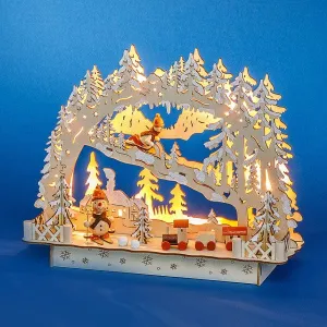 Christmas Schwibbogen - Winter Scene with Train