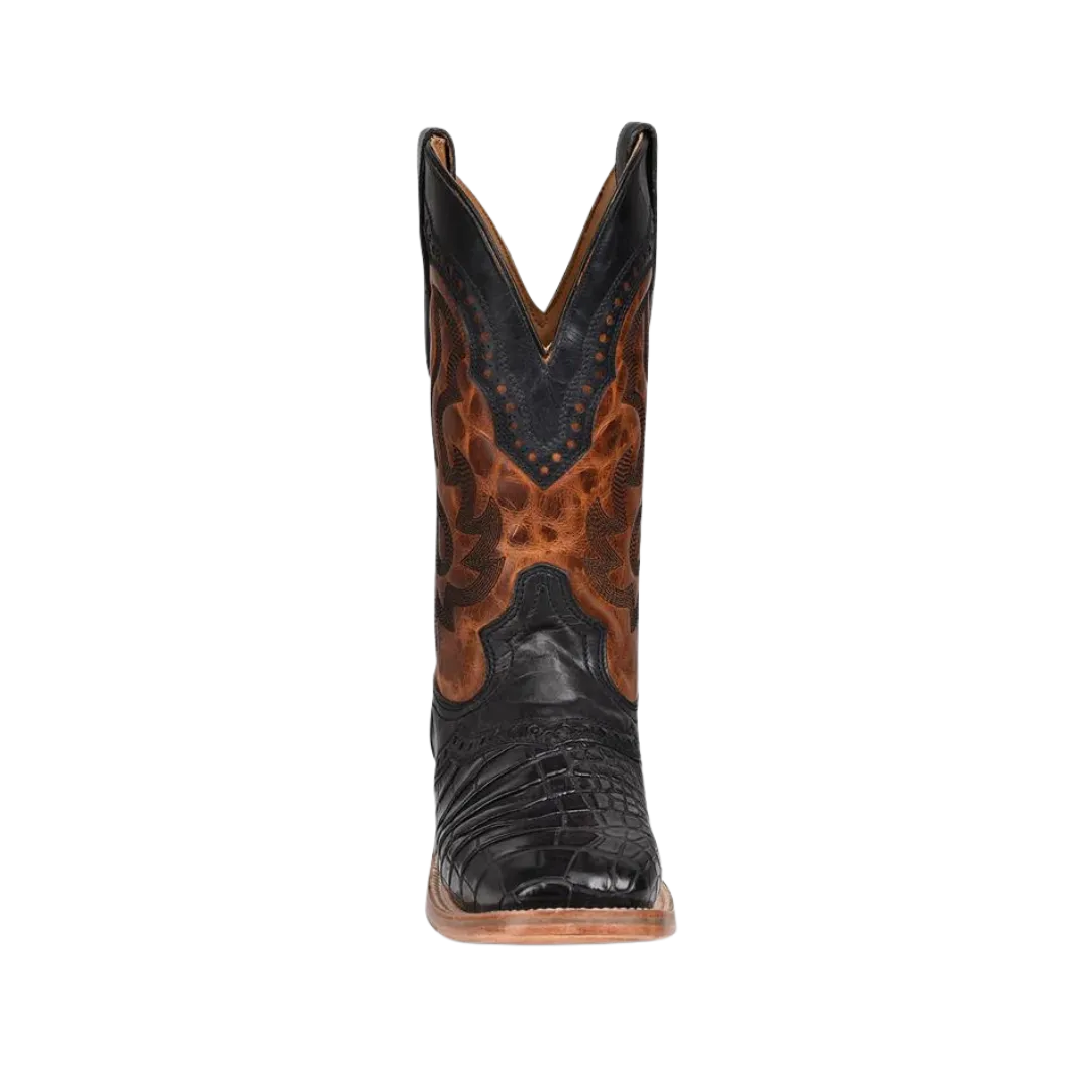 Corral Men's Alligator Overlay and Embroidered Western Black Boots