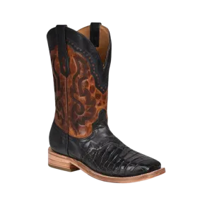 Corral Men's Alligator Overlay and Embroidered Western Black Boots