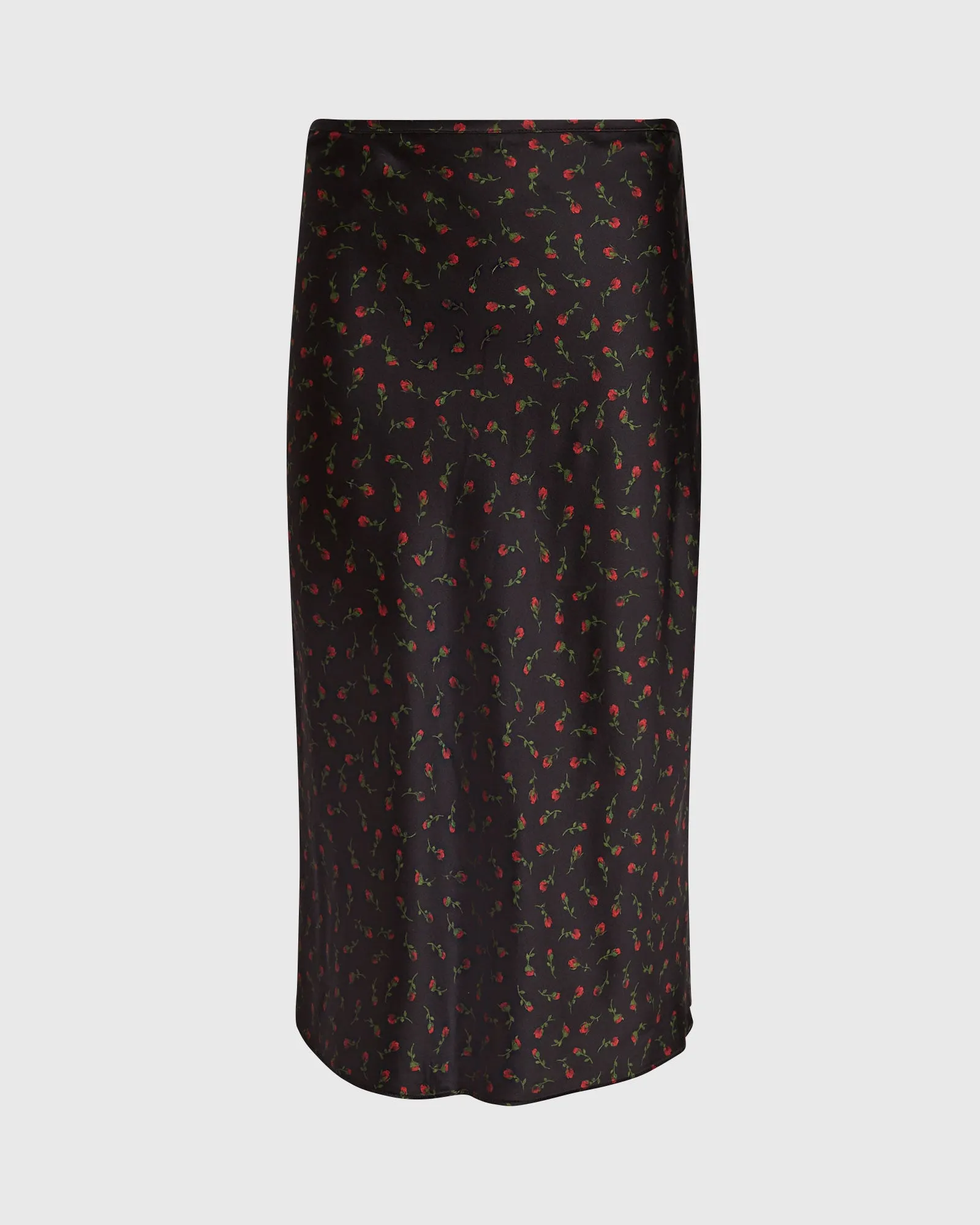 Floral Print Silk Charmeuse Midi Skirt