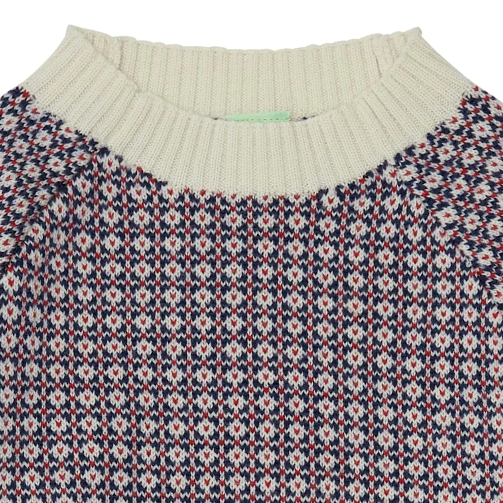 FUB Nordic Sweater, ecru/royal blue/pure red