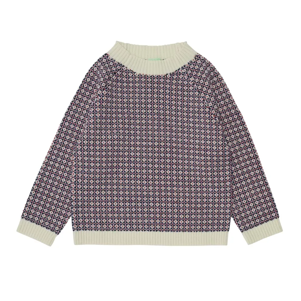 FUB Nordic Sweater, ecru/royal blue/pure red