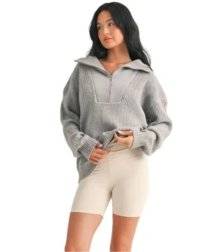 Hallie Oversized Half-Zip Knit Sweater