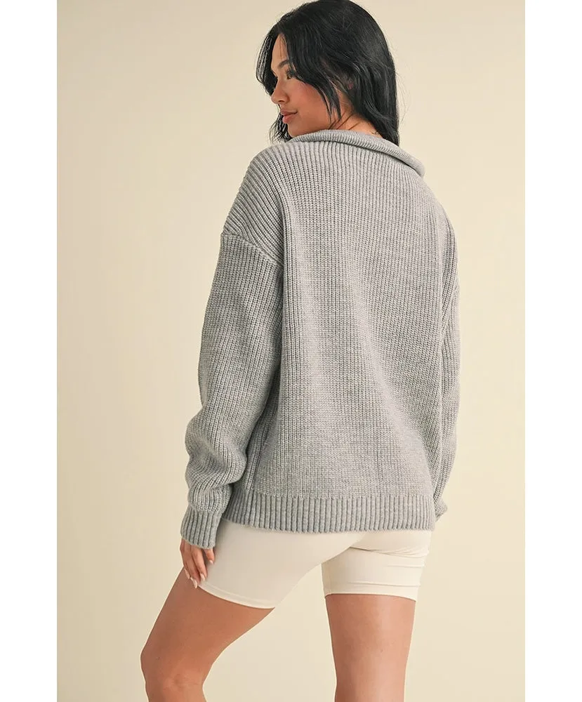 Hallie Oversized Half-Zip Knit Sweater