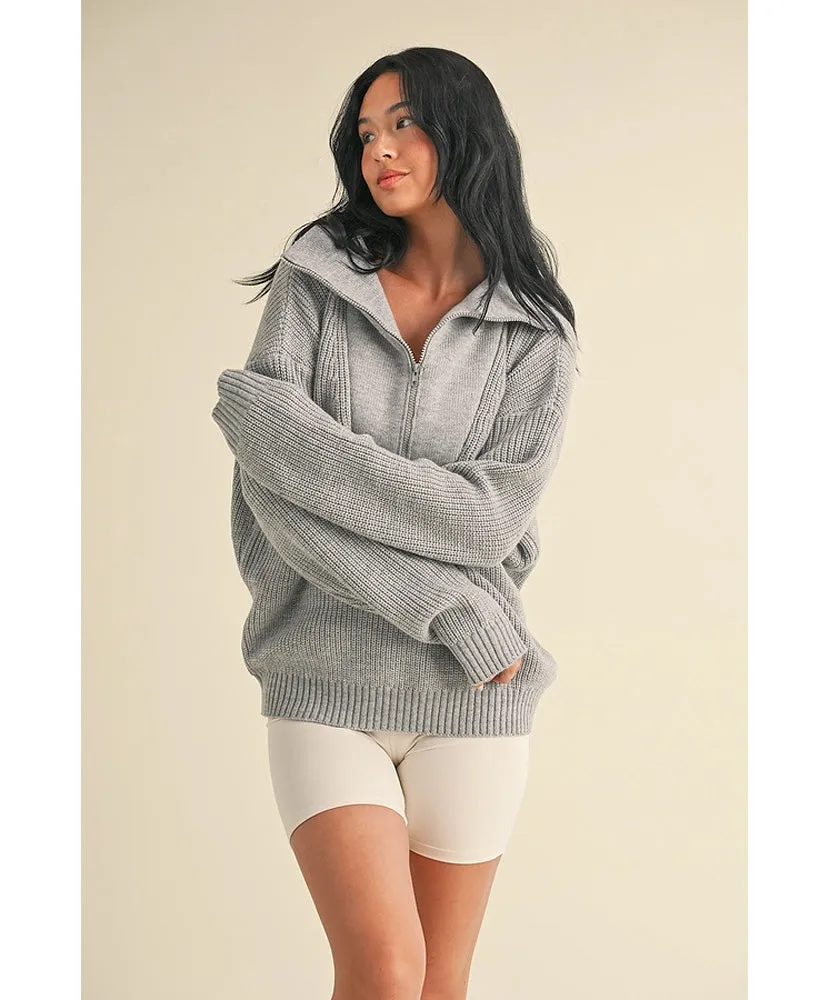 Hallie Oversized Half-Zip Knit Sweater