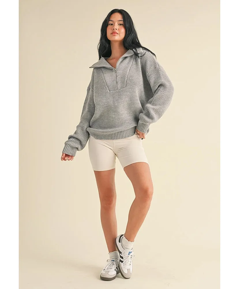Hallie Oversized Half-Zip Knit Sweater