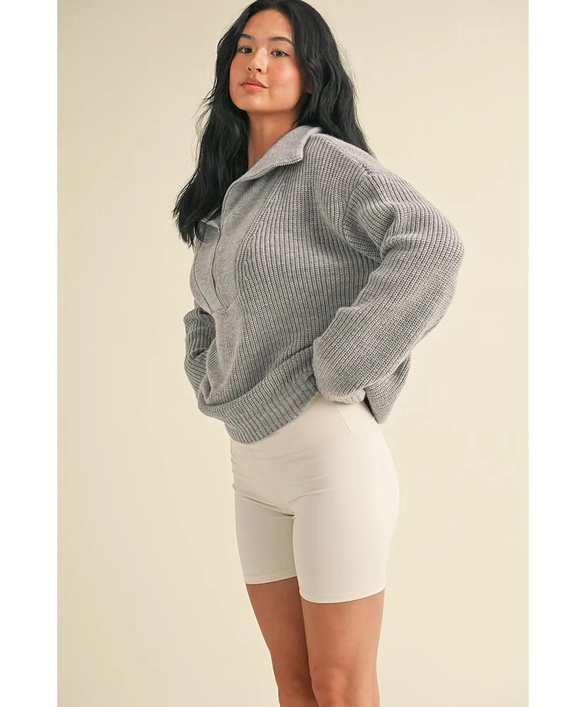 Hallie Oversized Half-Zip Knit Sweater