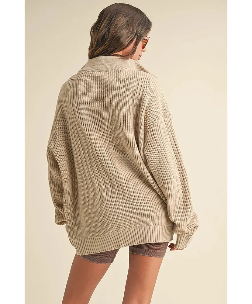 Hallie Oversized Half-Zip Knit Sweater