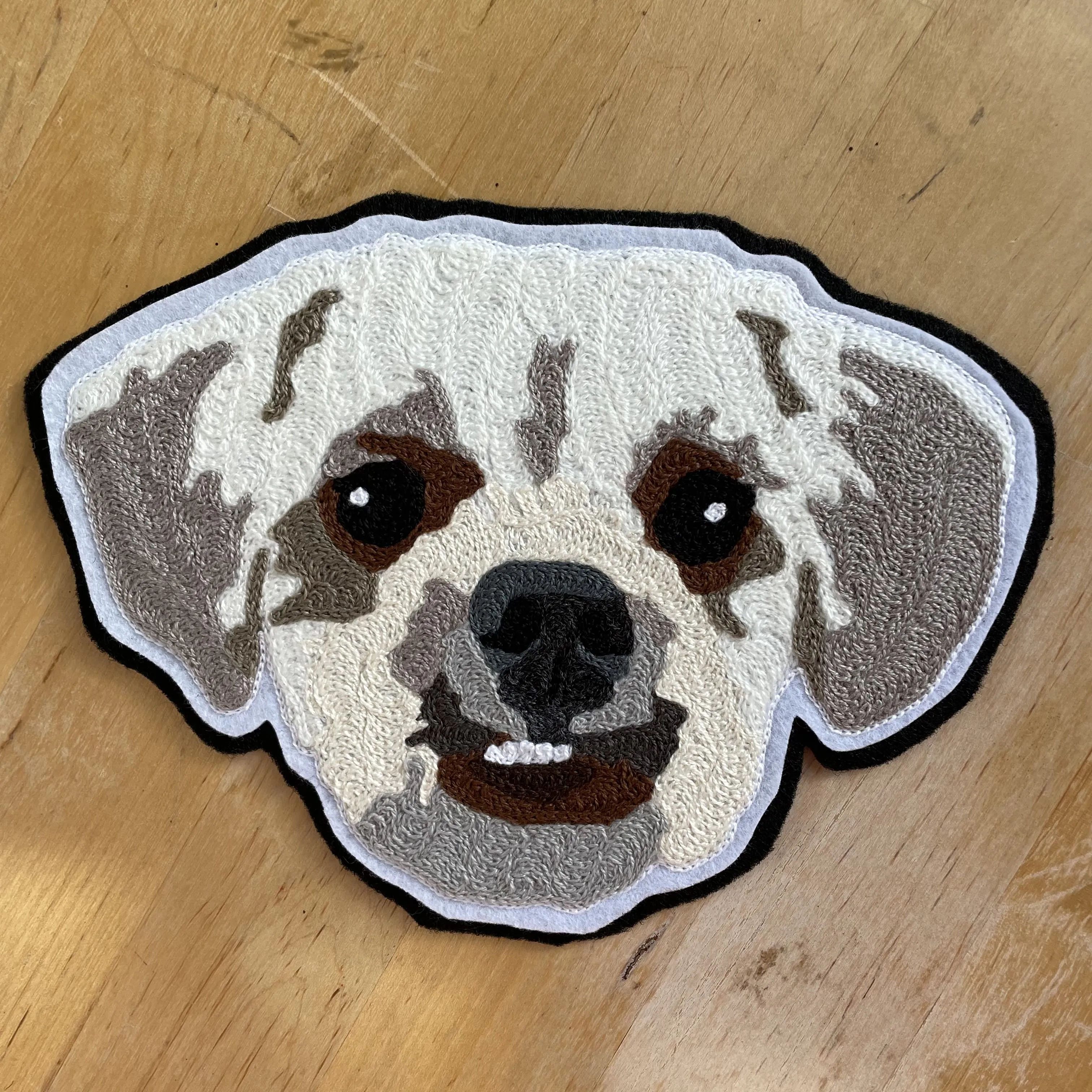 Handmade Handcranked Chainstitch Embroidered Custom Pet Portrait Patch