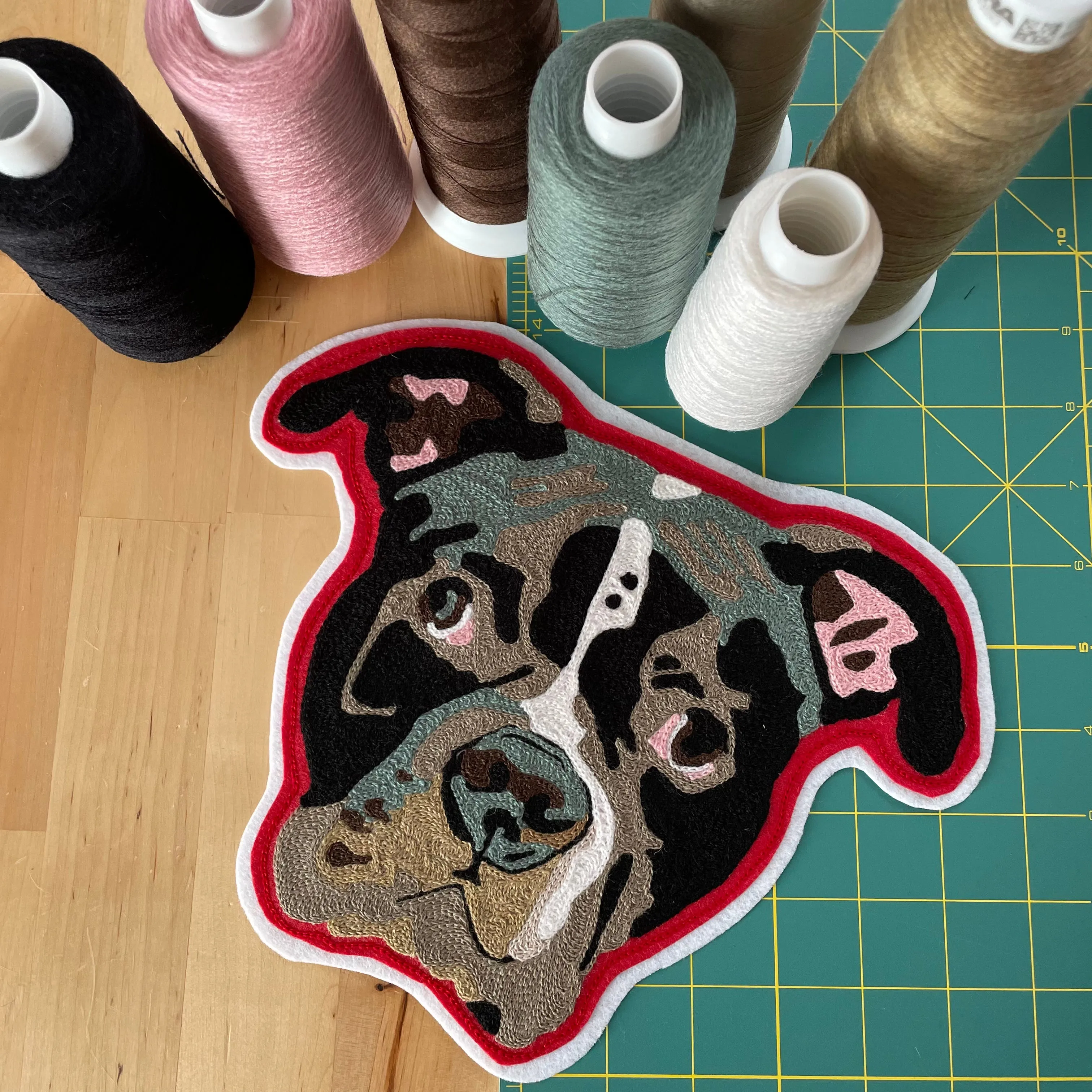 Handmade Handcranked Chainstitch Embroidered Custom Pet Portrait Patch