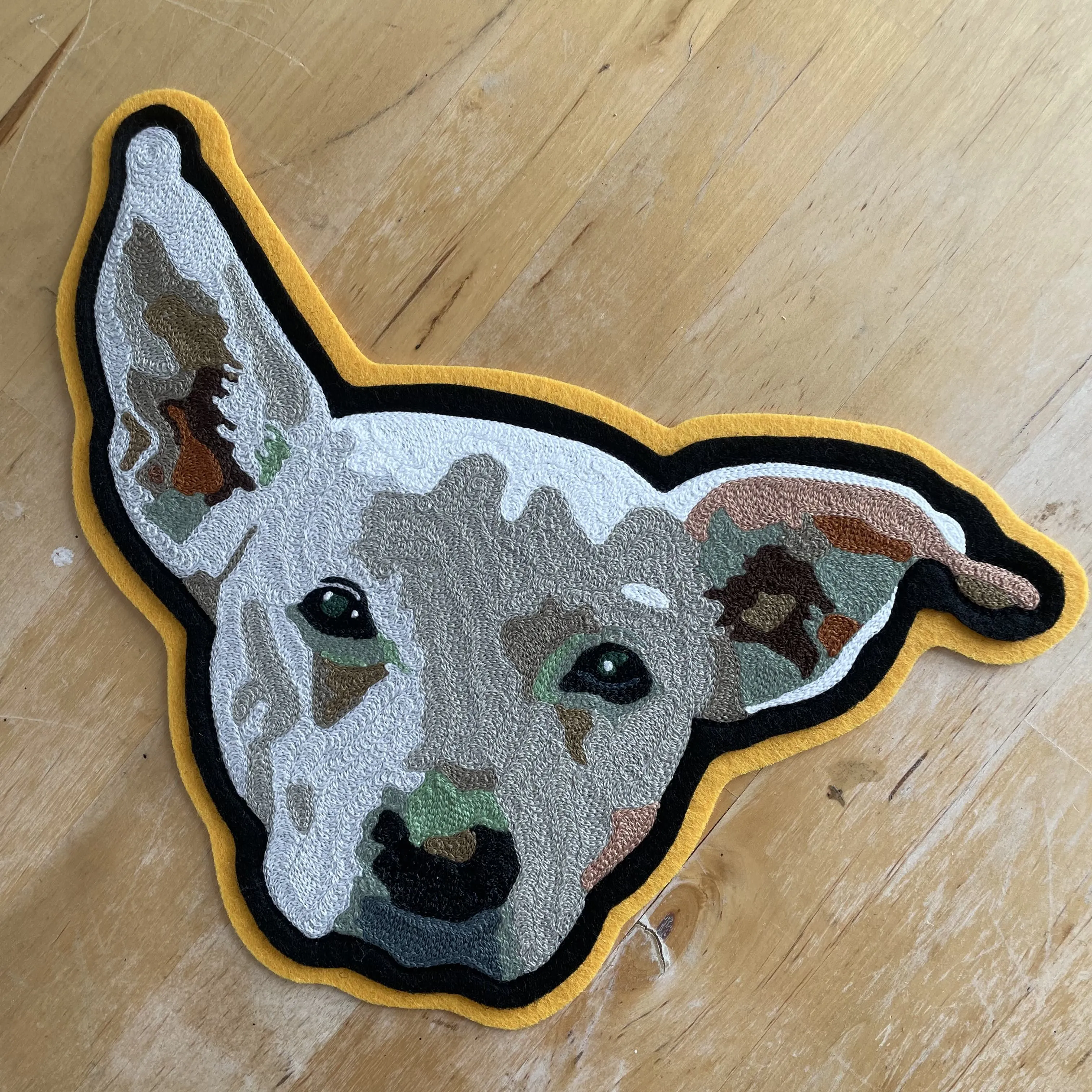 Handmade Handcranked Chainstitch Embroidered Custom Pet Portrait Patch