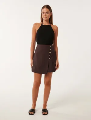 Jordyn Button Detail Wrap Skirt