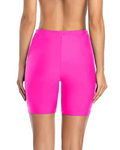 Modest Swim Capris For Women & Juniors Boy Shorts-Neon Pink