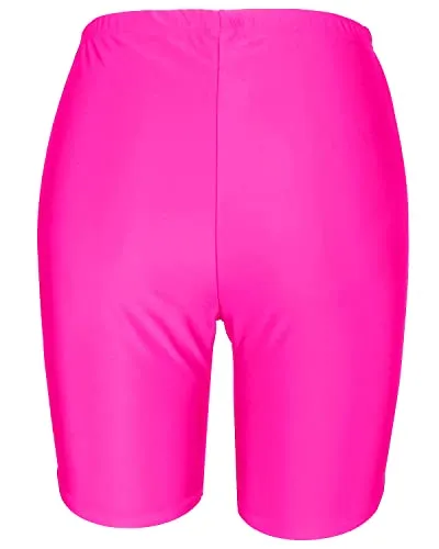 Modest Swim Capris For Women & Juniors Boy Shorts-Neon Pink