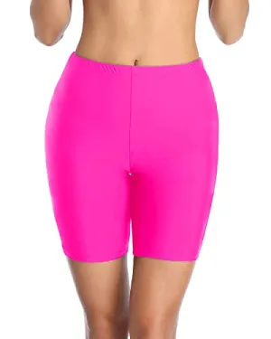 Modest Swim Capris For Women & Juniors Boy Shorts-Neon Pink