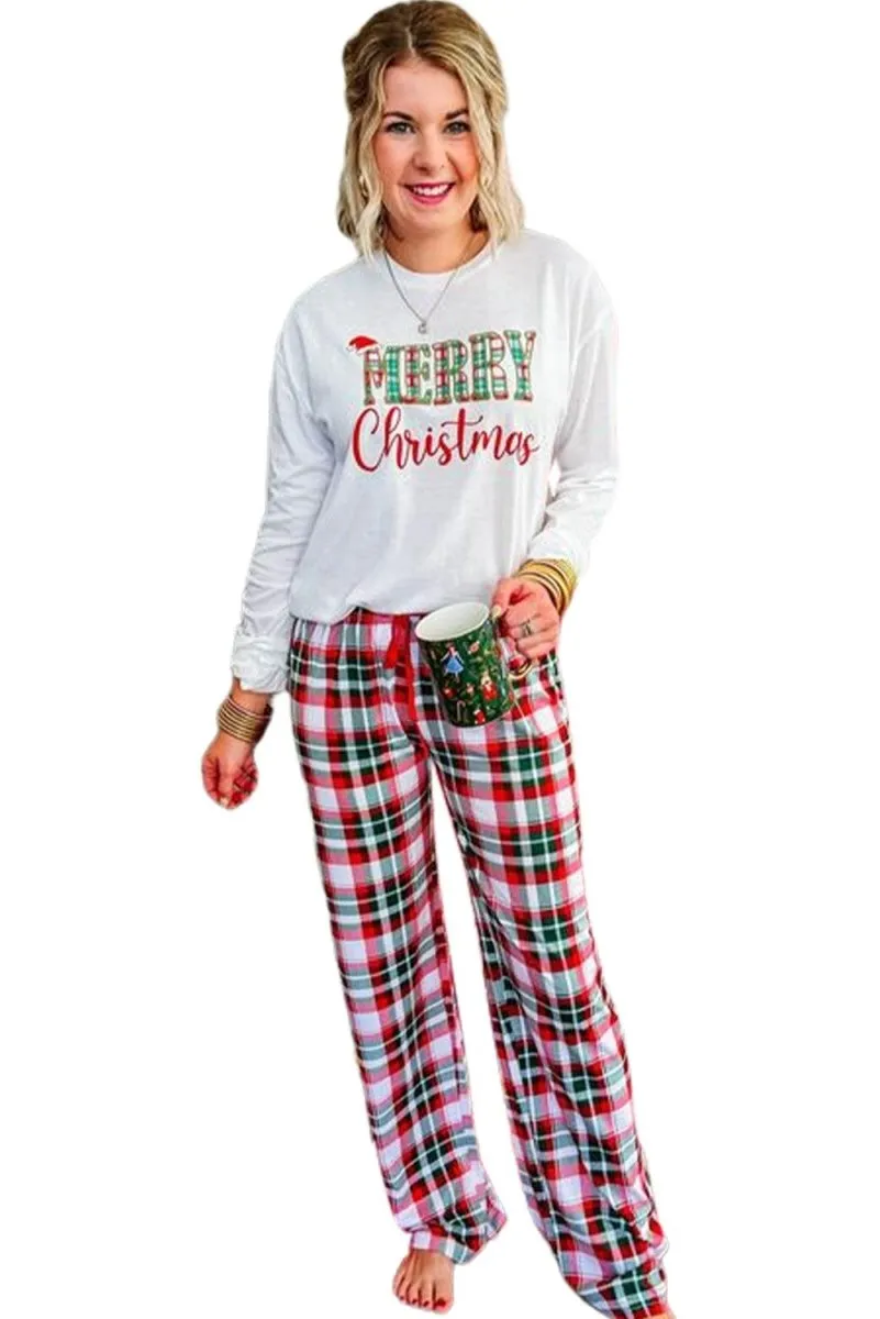 Plaid Multicolor "Merry Christmas" Lounge Pant Set