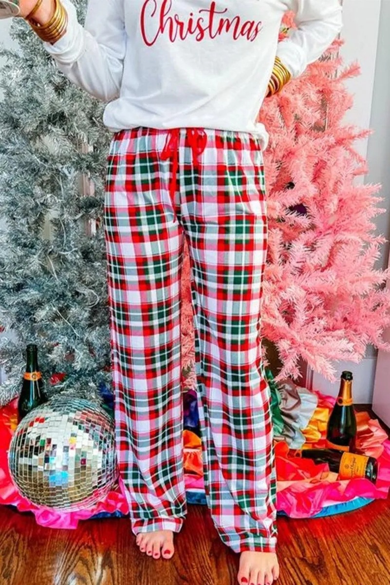 Plaid Multicolor "Merry Christmas" Lounge Pant Set