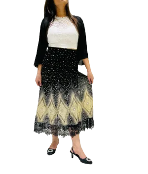 Printed Skirt with LACY  TRIM  Bottom (Print 211