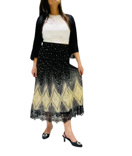 Printed Skirt with LACY  TRIM  Bottom (Print 211