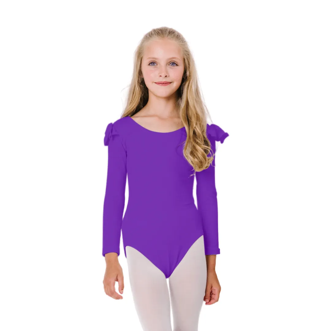Purple Long Sleeve Leotard with Ruffle