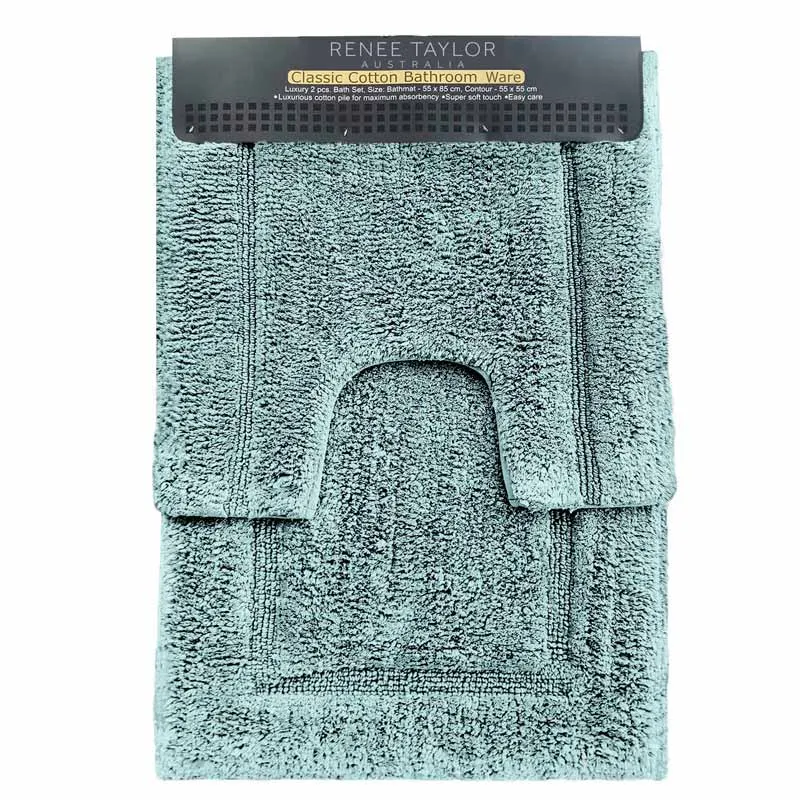 Renee Taylor 2 Piece 2000GSM Cotton Bath Mat Set
