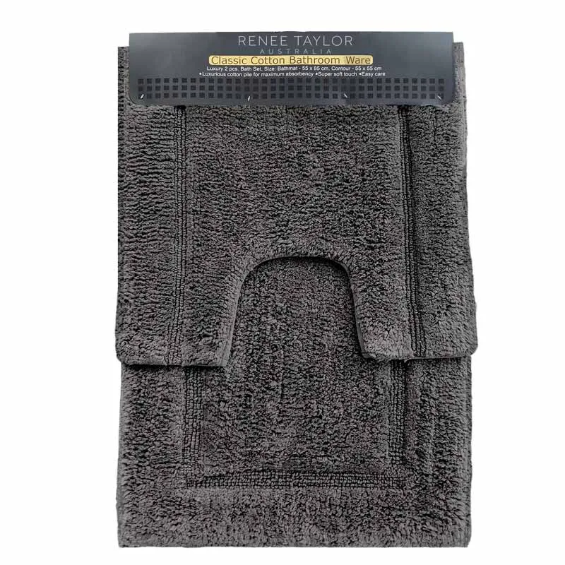 Renee Taylor 2 Piece 2000GSM Cotton Bath Mat Set