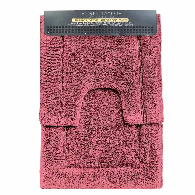 Renee Taylor 2 Piece 2000GSM Cotton Bath Mat Set