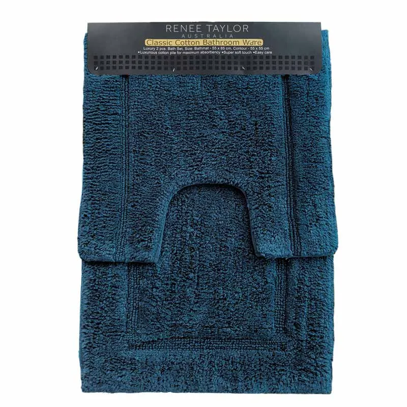 Renee Taylor 2 Piece 2000GSM Cotton Bath Mat Set