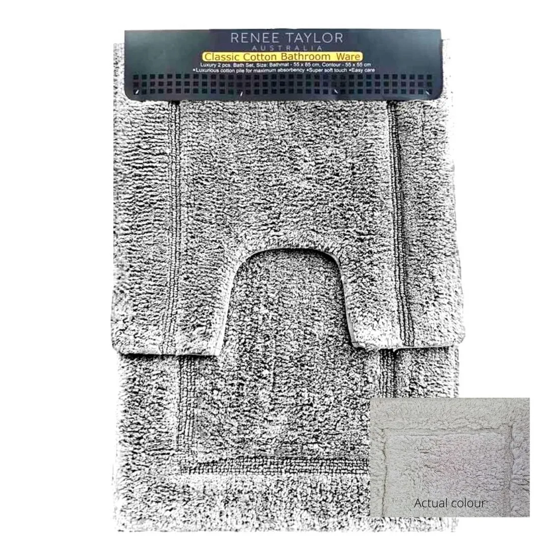 Renee Taylor 2 Piece 2000GSM Cotton Bath Mat Set