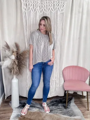 Ribbed short sleeve top