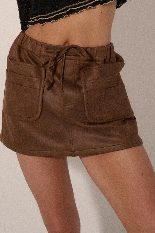 Rustic Glamour Faux Leather Mini Skort