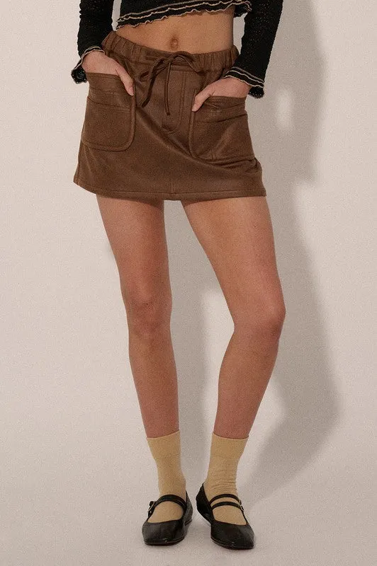Rustic Glamour Faux Leather Mini Skort