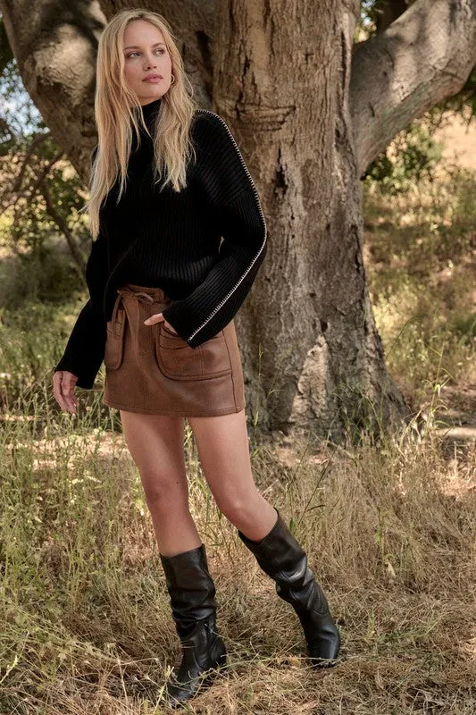Rustic Glamour Faux Leather Mini Skort