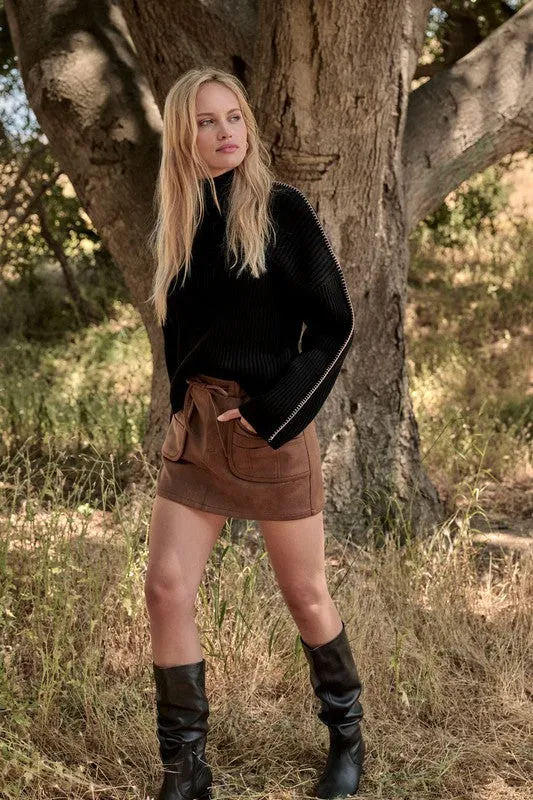 Rustic Glamour Faux Leather Mini Skort