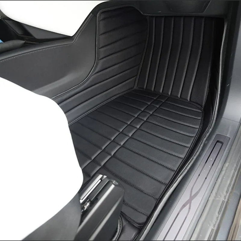 TAPTES Premium Leather Floor Mats for Model X, Best Floor Liners for Model X