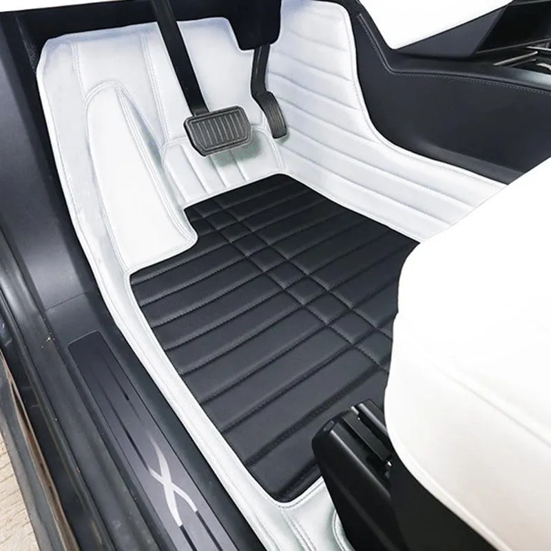 TAPTES Premium Leather Floor Mats for Model X, Best Floor Liners for Model X