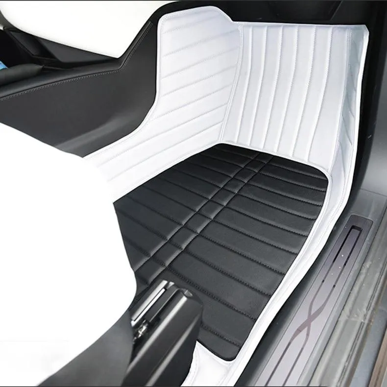 TAPTES Premium Leather Floor Mats for Model X, Best Floor Liners for Model X